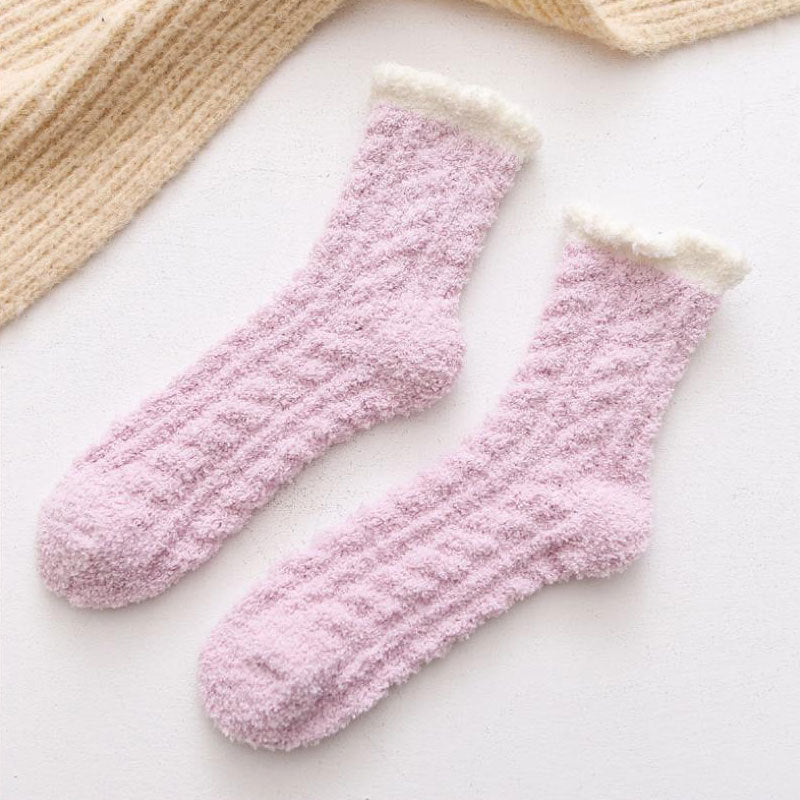 Coral Fleece Floor Socks – Warm Plush Crew Style