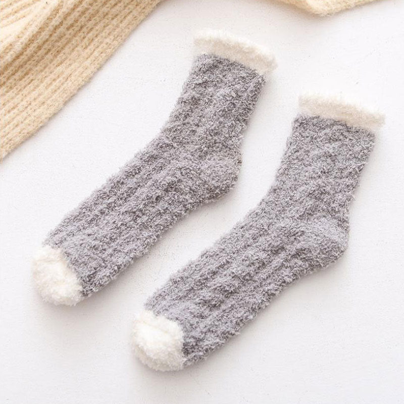 Coral Fleece Floor Socks – Warm Plush Crew Style