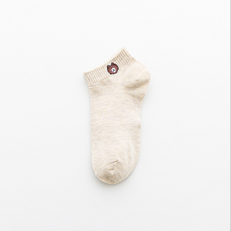 Women’s Simple Bear Ankle Socks – Casual Fashion Style