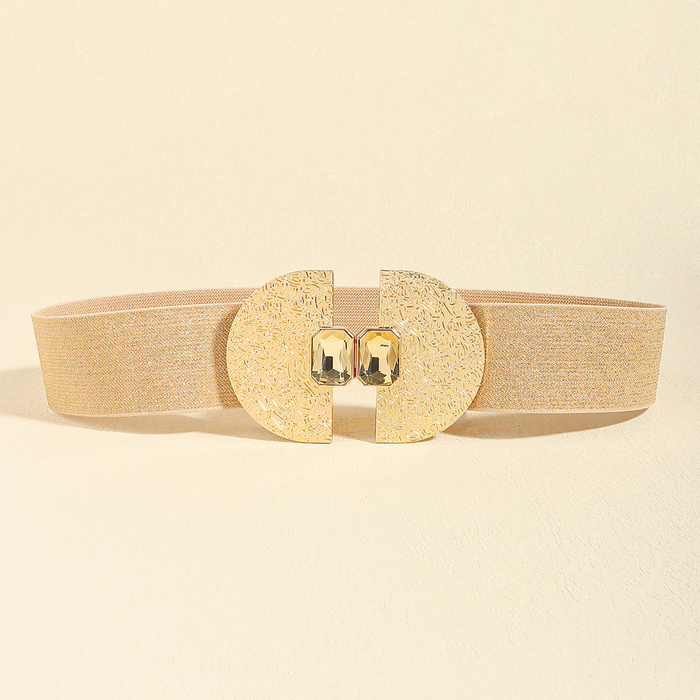 Glitter Pearl Elastic Waist Belt – Decorative Stretch Belt for Dresses & Coats
