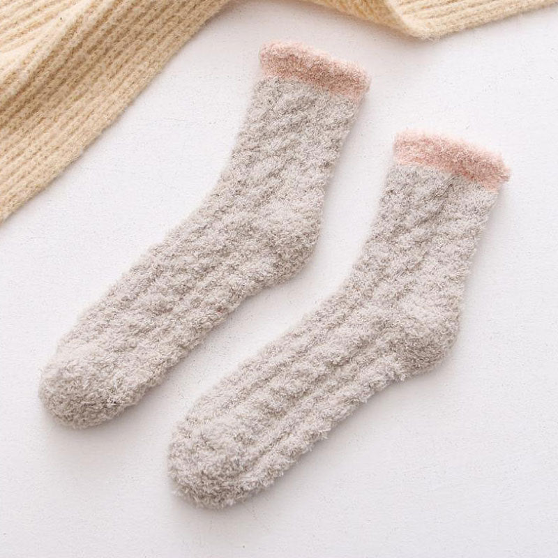Coral Fleece Floor Socks – Warm Plush Crew Style