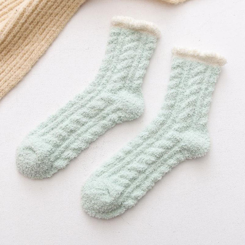 Coral Fleece Floor Socks – Warm Plush Crew Style