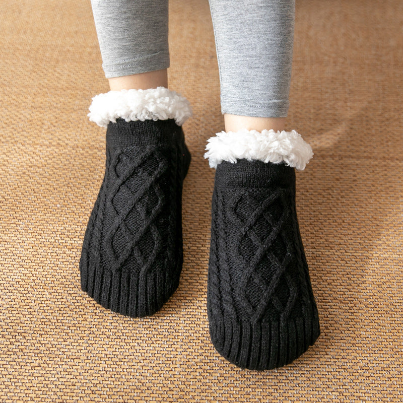 Winter Knitted Plush Floor Socks – Non-Slip Warm Home Carpet Socks