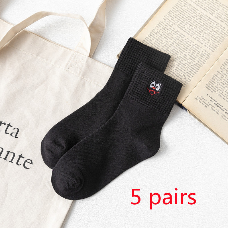 Women’s Embroidered Cotton Tube Socks – Thick Winter Style