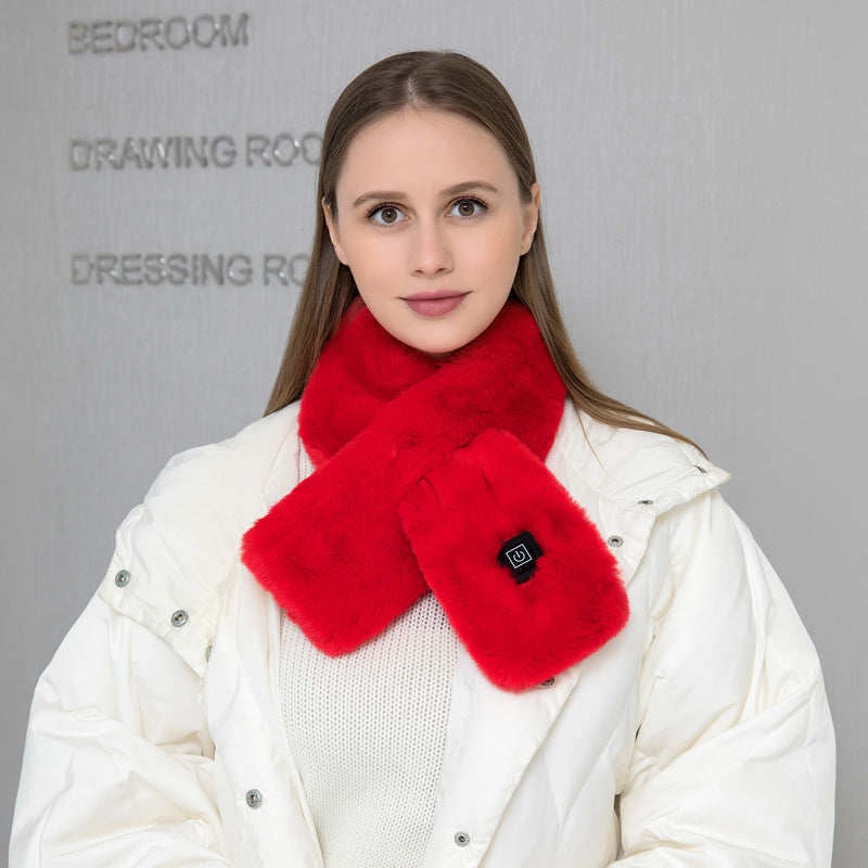 Heated Faux Fur Scarf – USB Rechargeable Neck Warmer