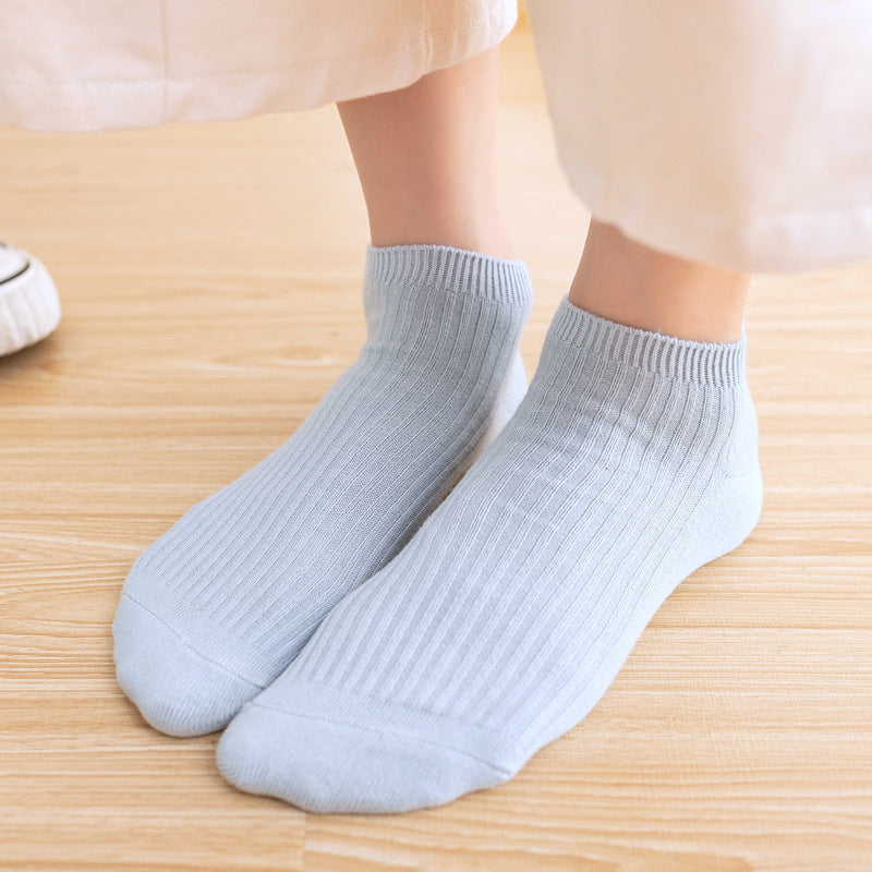 Women’s Double Needle Cotton Ankle Socks – Solid Color Short Casual
