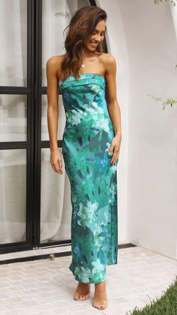 Women’s Strapless Satin Maxi Dress – Backless Party & Evening Dress