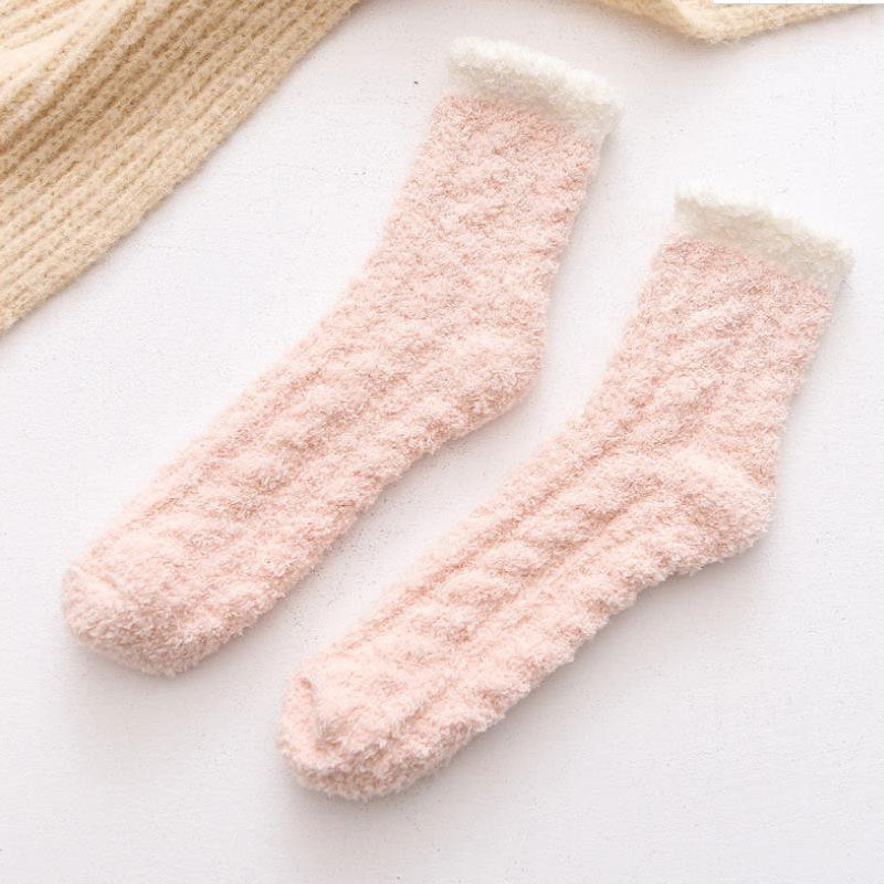 Coral Fleece Floor Socks – Warm Plush Crew Style