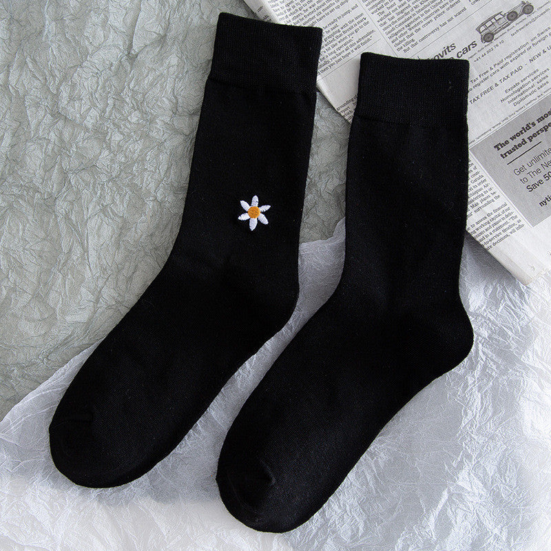 Stars & Moon Embroidered JK Socks – High-Top Cotton Tide Stockings
