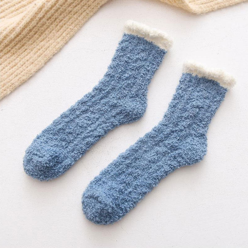 Coral Fleece Floor Socks – Warm Plush Crew Style