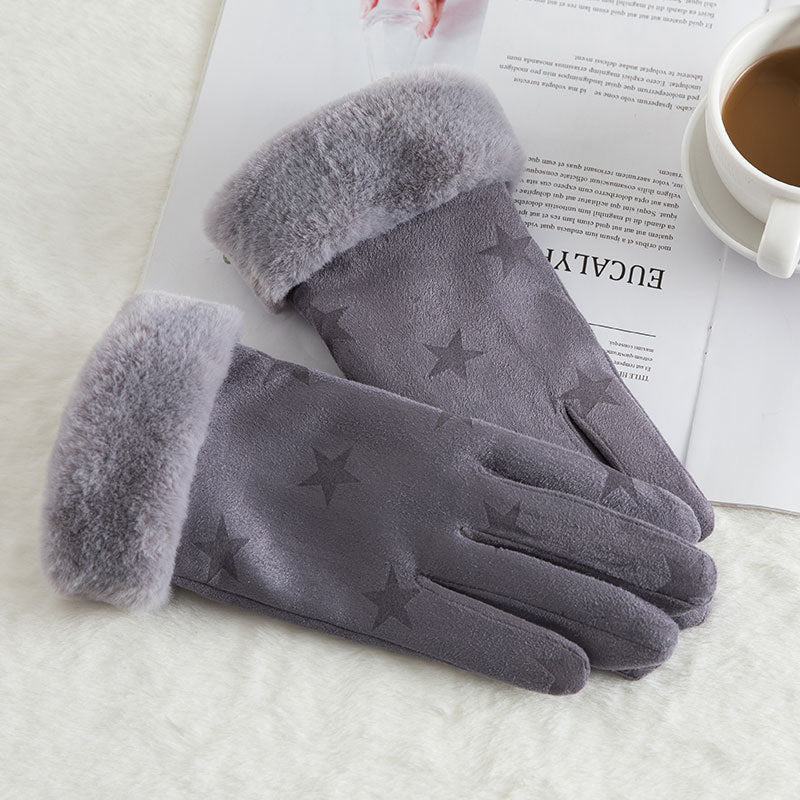 Women’s Suede Winter Gloves – Warm Wool Lined Finger Style