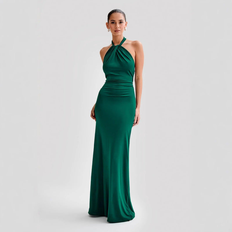 Bodycon Halter Maxi Dress – Sexy Backless Slim Fit Evening Dress