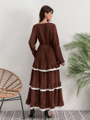 Contrast-Trim Tiered Long Dress — product image 5 | HIA