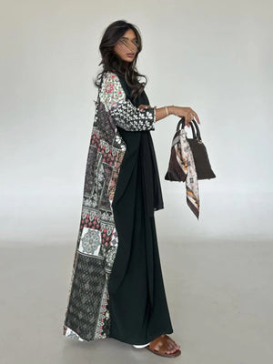 Patchwork-Print Open Abaya — product image 5 | HIA
