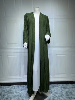 Textured Stripe Open Abaya | HIA
