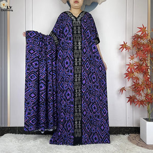 Geometric Maxi Dress & Oversized Scarf Set — Purple Geometric | HIA