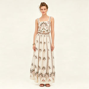 HIA Botanical Cami & Maxi Skirt Set — ivory botanical full-length styling