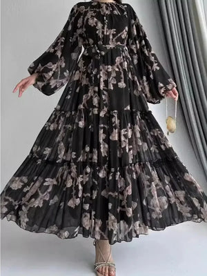HIA Botanical Tiered Maxi Dress — floral dress styling and detail 3