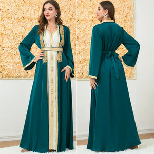 HIA Gilded Trim Abaya & Dress Set — Three colorways