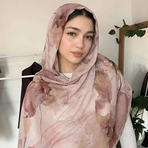 HIA Watercolor Floral Hijab in Blush Floral — view 5; scarf only