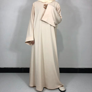 Beige Classic Nida Belted Abaya