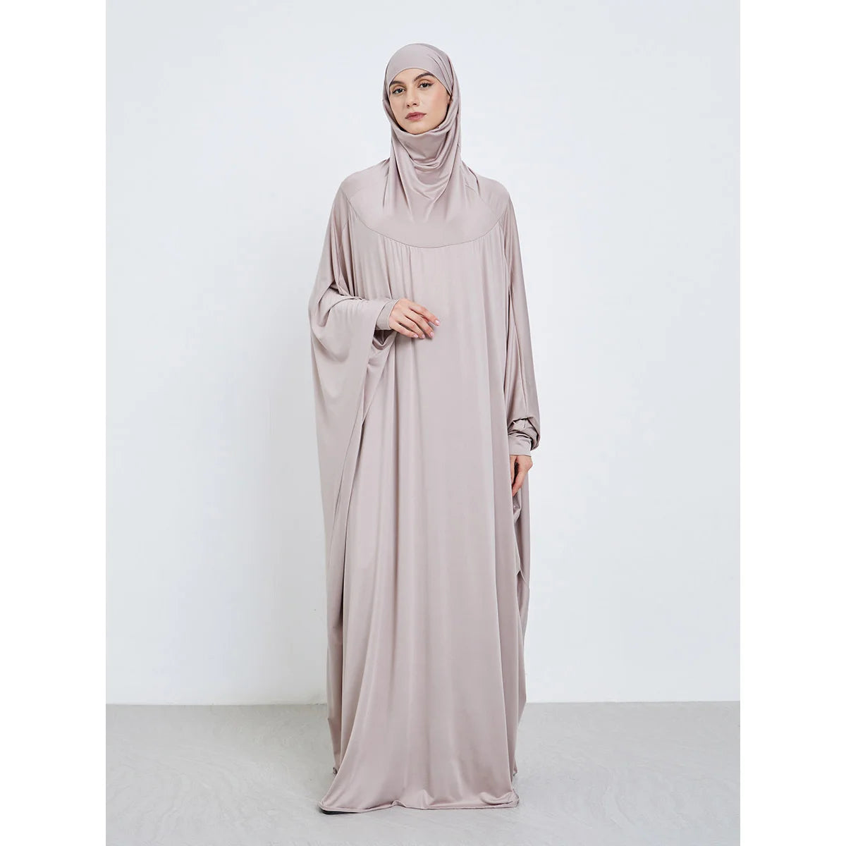 HIA classic hooded prayer dress in grey – front view
