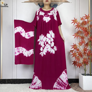Berry & White botanical-print dress with coordinating scarf