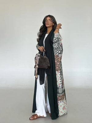 Patchwork-Print Open Abaya — product image 4 | HIA
