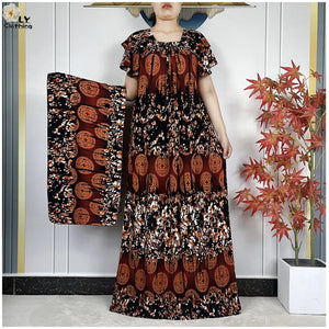 Ornamental Print Dress & Scarf Set | HIA