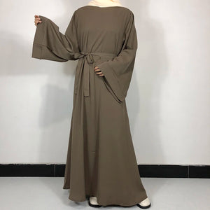 Taupe Classic Nida Belted Abaya with matching belt