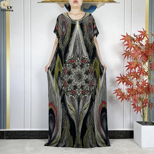 Multicolor Maxi Kaftan & Scarf Set | HIA