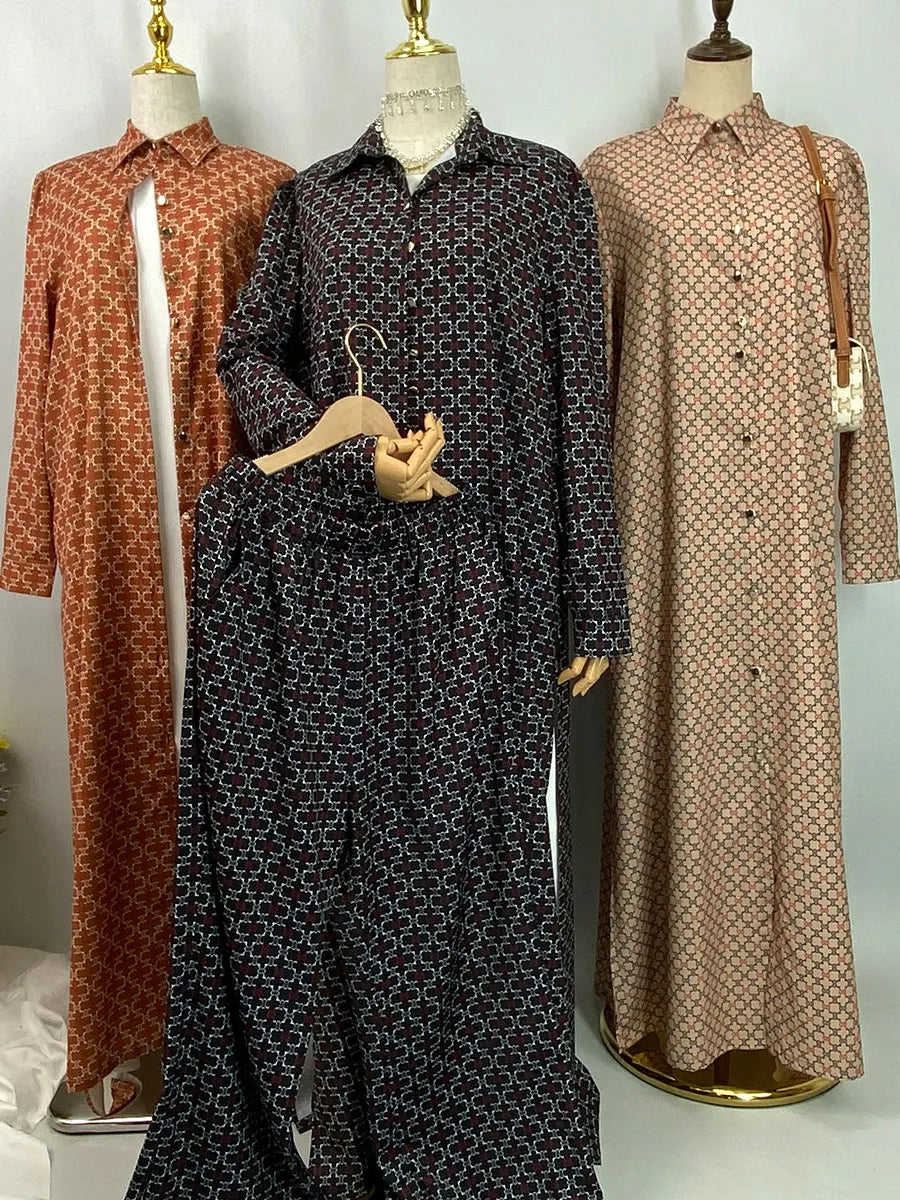 Patterned longline shirt and coordinating trousers by HIA — view 2