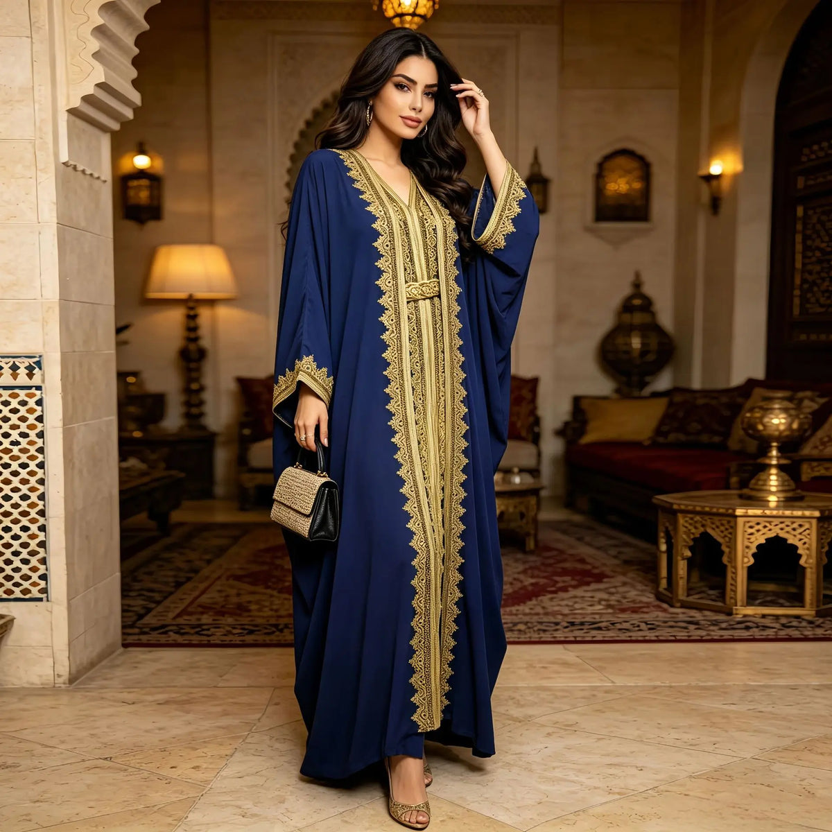 Ornate Gold-Trim Abaya Set — product image 2 | HIA