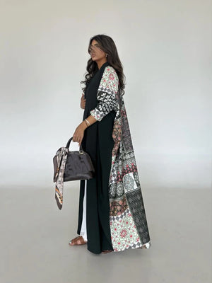 Patchwork-Print Open Abaya — product image 6 | HIA