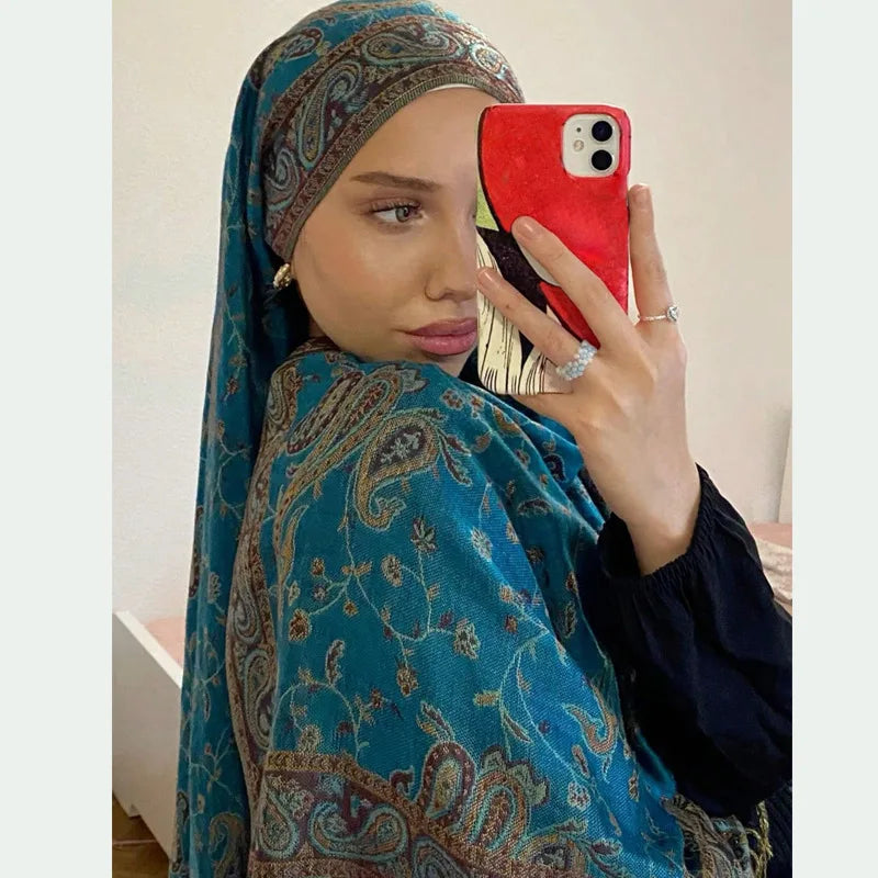 Paisley Border Fringe Shawl — product image 2 | HIA