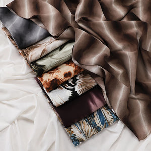 HIA Statement Print Chiffon Hijab — scarf styling and fabric detail, view 3