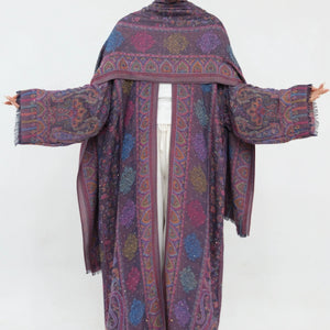Ornate Paisley Abaya & Shawl Set — Pink pattern and shawl detail