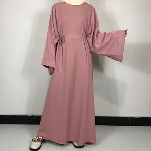 Pink Classic Nida Belted Abaya