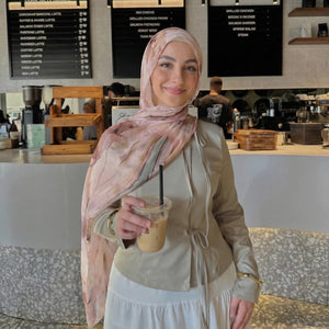 HIA Watercolor Floral Hijab in Blush Floral — view 3; scarf only
