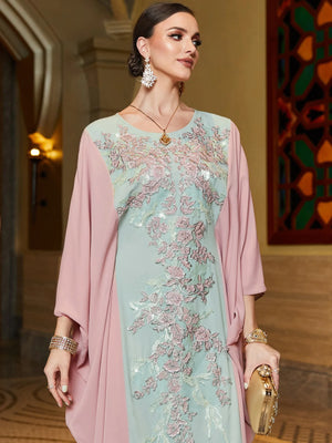 Rose & Mint Embellished Kaftan — Alternate front