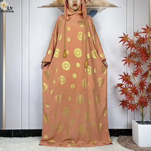 Printed Hooded Prayer Dress — Peach | HIA