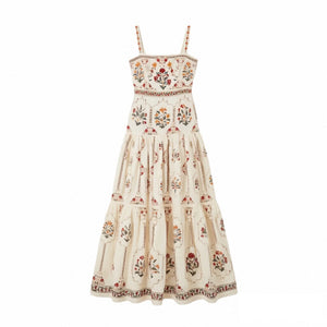 Floral Border Square-Neck Cami Maxi Dress — full dress cutout
