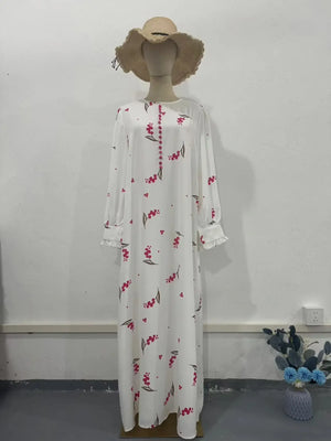 Petal-Print Button-Detail Maxi Dress | HIA