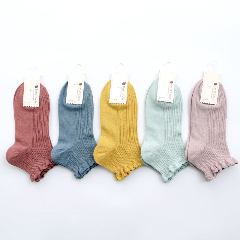 Women’s Double Needle Cotton Ankle Socks – Solid Color Short Casual