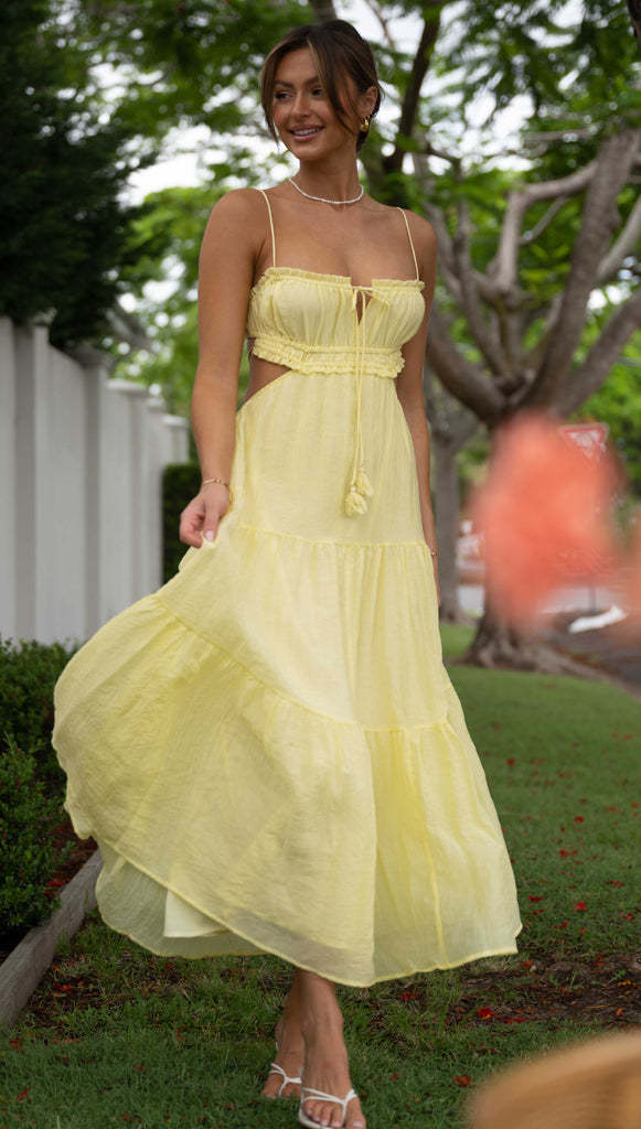 Elegant Hollow Backless Maxi Dress – Spaghetti Strap Swing Dress for Women