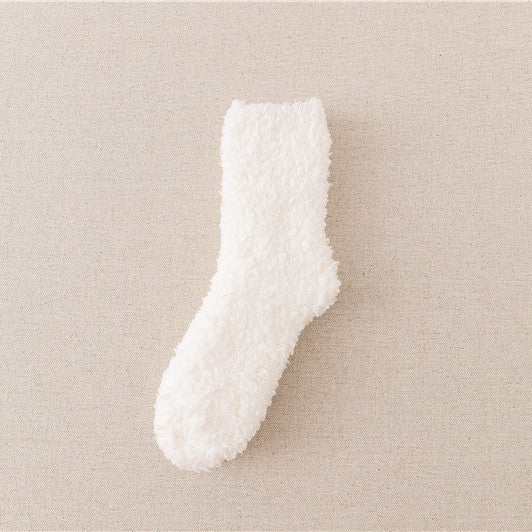 Sleeping Socks Home Women’s Coral Fleece Striped Mid-Calf Length Comfortable Socks