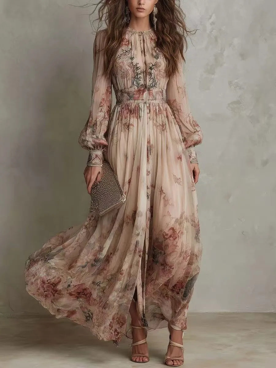 Vintage Floral Long Dress from the HIA Dresses collection