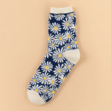 Women’s Daisy Cotton Crew Socks – Cute Floral Mid-Calf