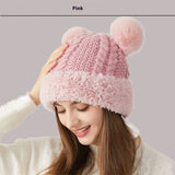 Children’s Double Fur Ball Knitted Hat – Cute Winter Warm Beanie