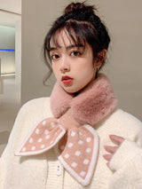 Bow-Knot Faux Rabbit Fur Scarf – Soft & Warm Winter Neck Wrap